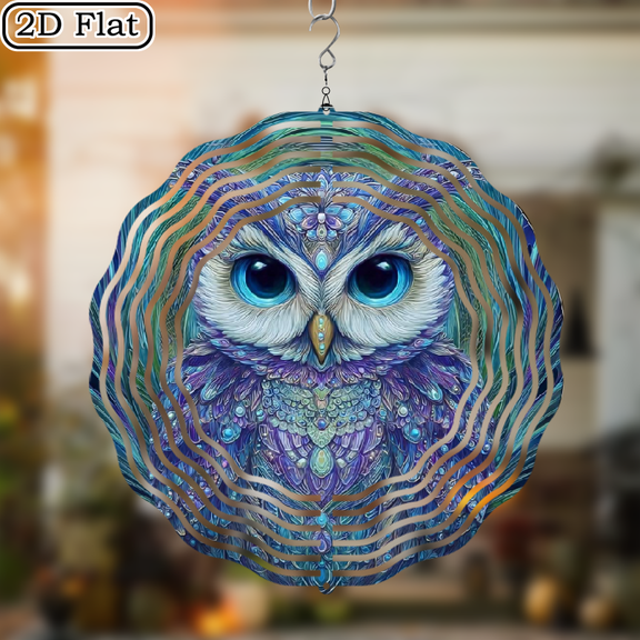 10-Inch 2D Metal Eagle Wind Spinner Vibrant Blue Purple Kinetic Art with Intricate Feather Design, Wall-Mounted for IndoorOutdoor Decor, Perfect Holiday Gift for Porch or Garden, Outdoor Decor H