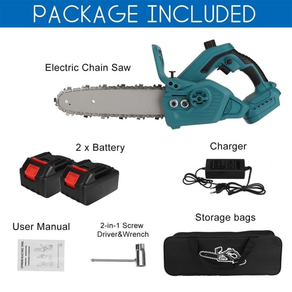 10 Inch 3000W Electric Saw Cordless Chainsaw 1/2PC Li-ion Battery Oil Lubrication Woodworking 1-hand Power Tool ,Efficient Cutting