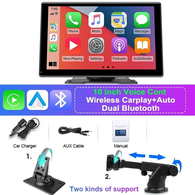 10 Inch 4K Dash Cam Car DVR Wireless Carplay & Android Auto GPS ...