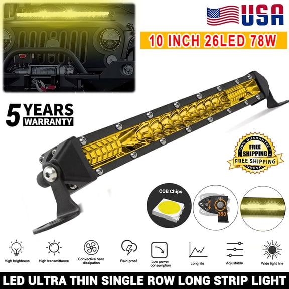 10 Inch 78W LED Light Bar, Triple Row Spot Flood Combo, Offroad Driving Fog Work Light for Truck SUV ATV