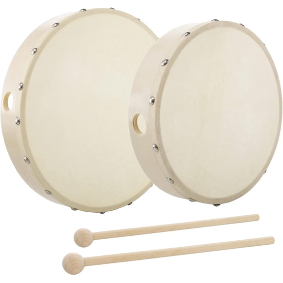 10 Inch & 8 Inch Hand Drum Goatskin Musical Hand Percussion Frame Drum with Drum Stick