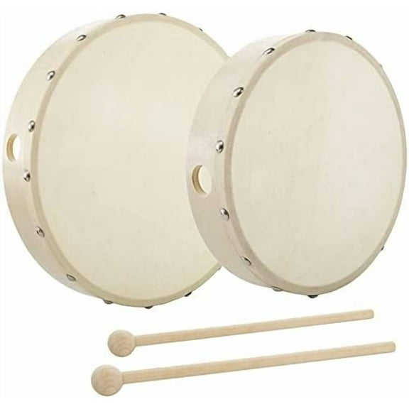 10 Inch & 8 Inch Hand Drum Musical Hand Percussion Wood Frame Drum with Drum Stick