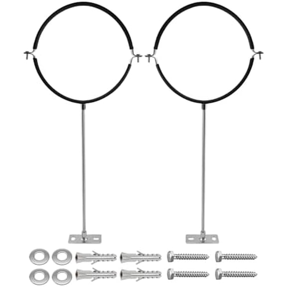 10 Inch Adjustable Pipe Bracket with Anti-Slip Pads, B Vent Wall Round Gas Vent Pipe Strap, Heavy Duty Split Ring Hanger Chimney Support Bracket 2 pieces, Lengthened 16 Inch Screw