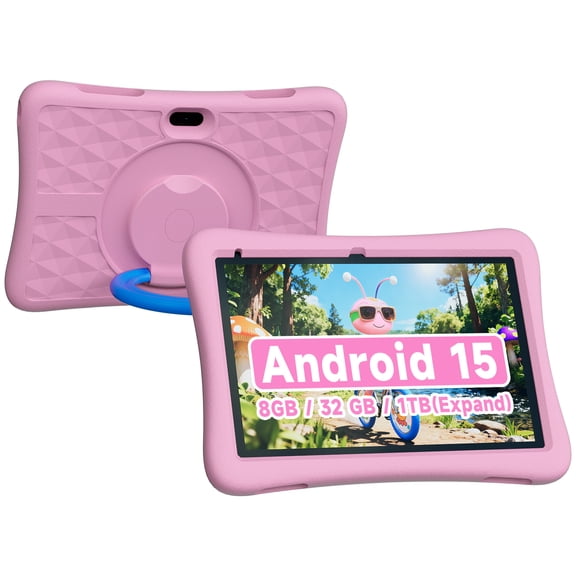 10 Inch Android 15 Tablet for Kids with Case, 8GB (3+5 Extended) RAM + 32GB Storage (Supports 1TB Micro SD), 6000mAh Long Battery, Dual Cameras, android tablets on sale - Tablets for kids