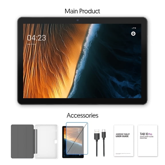 10 Inch Android Tablet, Android 13 Tablet 3GBRAM 64GB ROM, 512TB TF Expansion, Quad Core Processor, 5G Dual Band WIFI6 Tablet, 2MP+8MP Camera