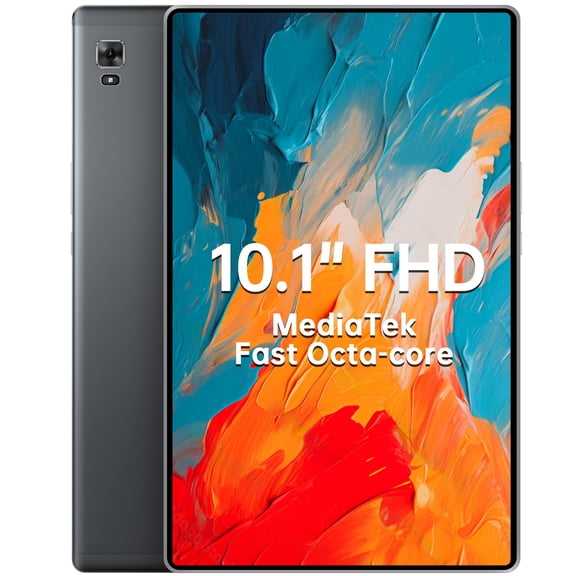 10-Inch Android Tablet, FHD IPS Display, Octa-Core Processor, 64GB Storage, 1TB Expandable, 6000mAh Battery, Dual Band WiFi, Face ID Unlock, GPS
