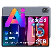 10.1 Inch Android 15 Tablet, 12GB RAM 4GB + 8GB Expansion, 128GB StorageUp to 2T, Octa-Core, 800x1280 HD IPS display, 6000mAh Long Battery