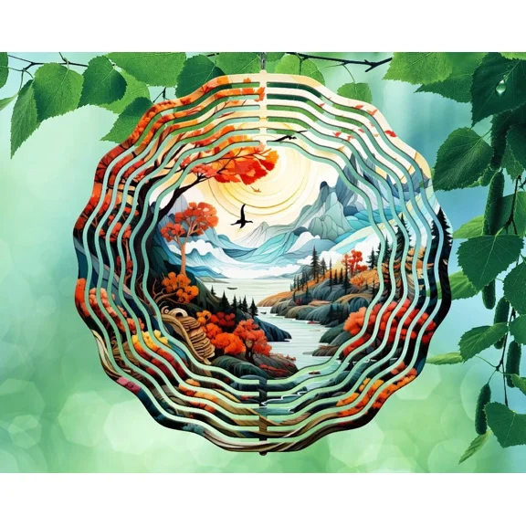 10 Inch Autumn Leaves in The Woods Hanging Wind Spinner Garden Yard 10rws-096