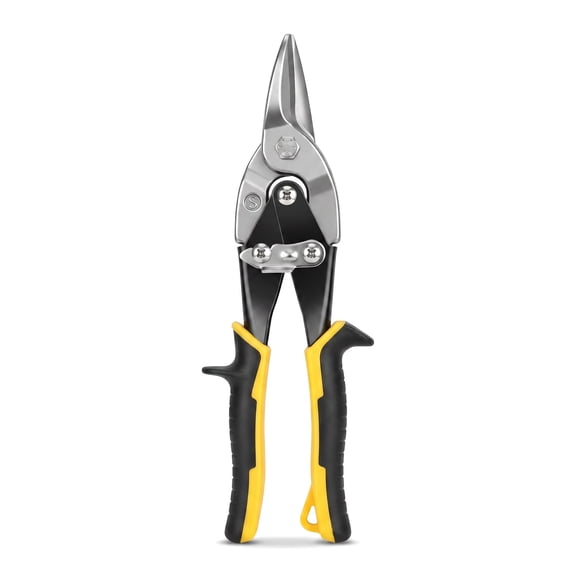 Lipengxiao 10 inch Aviation Tin Snips, Heavy Duty Chrome Steel Straight Cut Metal Shears for Sheet Metal Cutting, Yellow