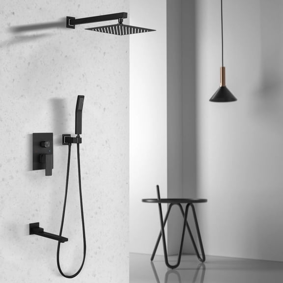 10 Inch Bathroom Luxury Rain Mixer Complete Combo Set Wall Mounted Rainfall Shower Head,Shower Faucet and Handle System
