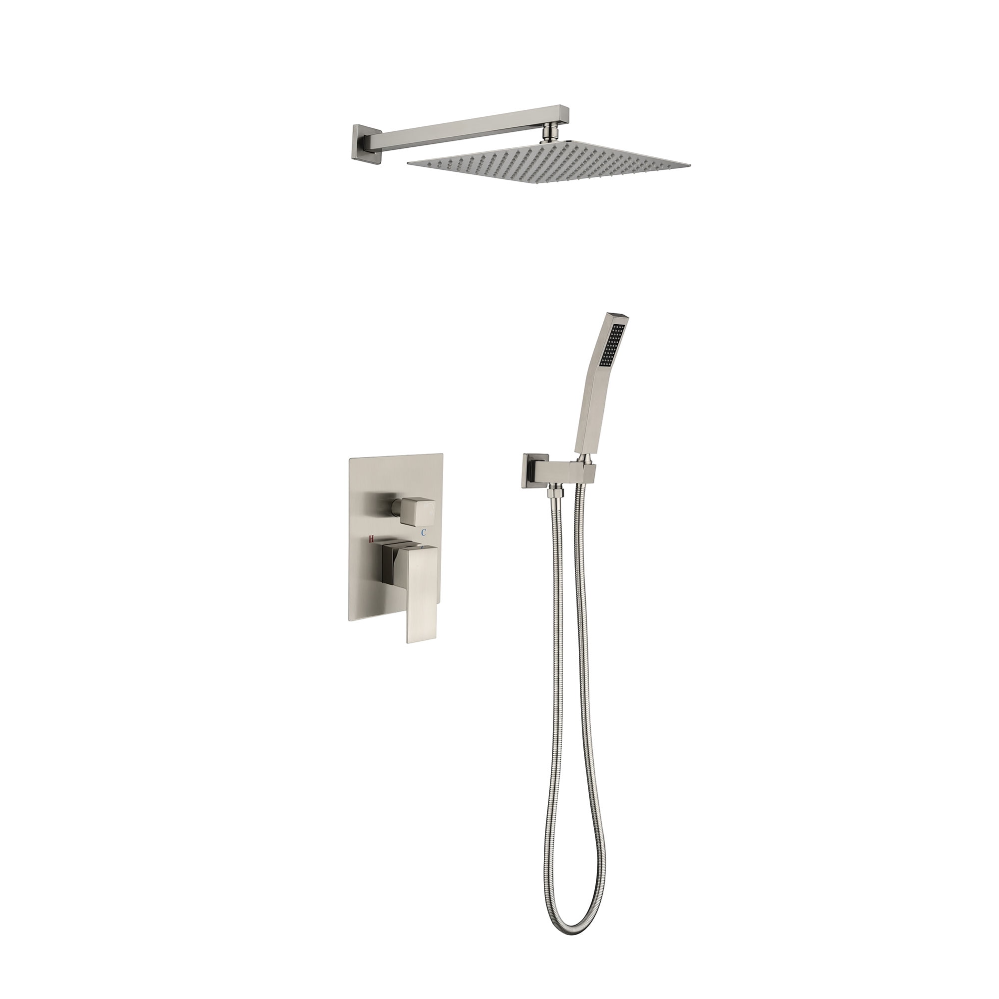 10 Inch Bathroom Rain Shower System Set Wall Mount, Rainfall Shower Head with Handheld