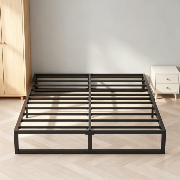 10-Inch Bed Frame Full Size, Metal Platform Mattress Foundation with Steel Slat Support, No Box Spring Needed, Easy Assembly, Black