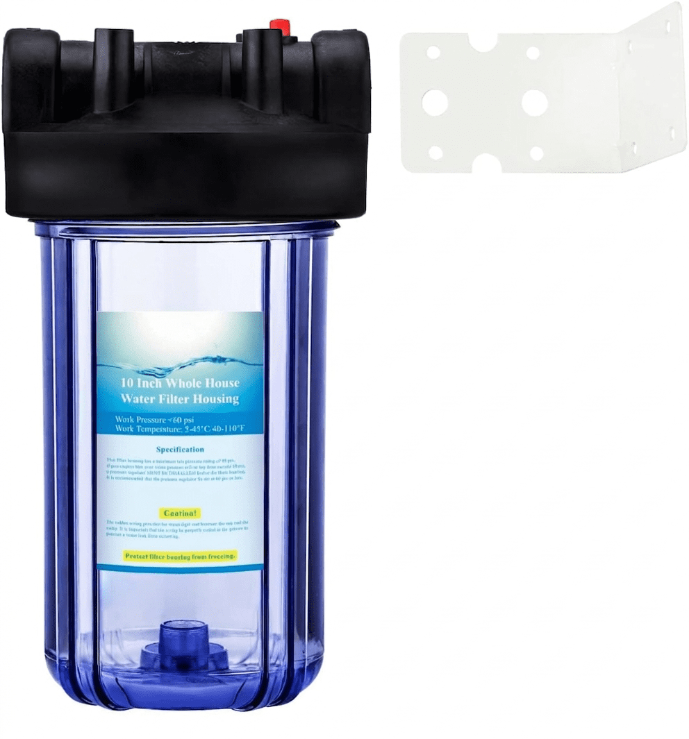 10 Inch Big Clear Water Filter Housing for Whole House Water Filtration with Bracket -1" Port-4.5" x 10"