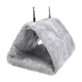 thumbnail image 1 of 10 Inch Bird Bed Cage Hanging Hammock Plush Triangular Nest for Parrots Cozy Winter Warm Hut Sturdy Small Animal House in Grey Tone, 1 of 2
