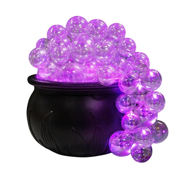 10 Inch Black Witch Cauldron Halloween Decorations Indoor DIY Bubbling Cauldron Set with Iridescent Balls for Spooky Kitchen Table Party Decor Home Vintage Style