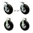 thumbnail image 1 of 10 Inch Black Pneumatic Wheel Caster Set 2 Swivel with Brake Swivel Lock 2 Rigid, 1 of 2