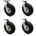 thumbnail image 1 of 10 Inch Black Pneumatic Wheel Swivel Caster Set Service Caster Brand, 1 of 2
