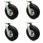 10 Inch Black Pneumatic Wheel Swivel Caster Set Service Caster Brand