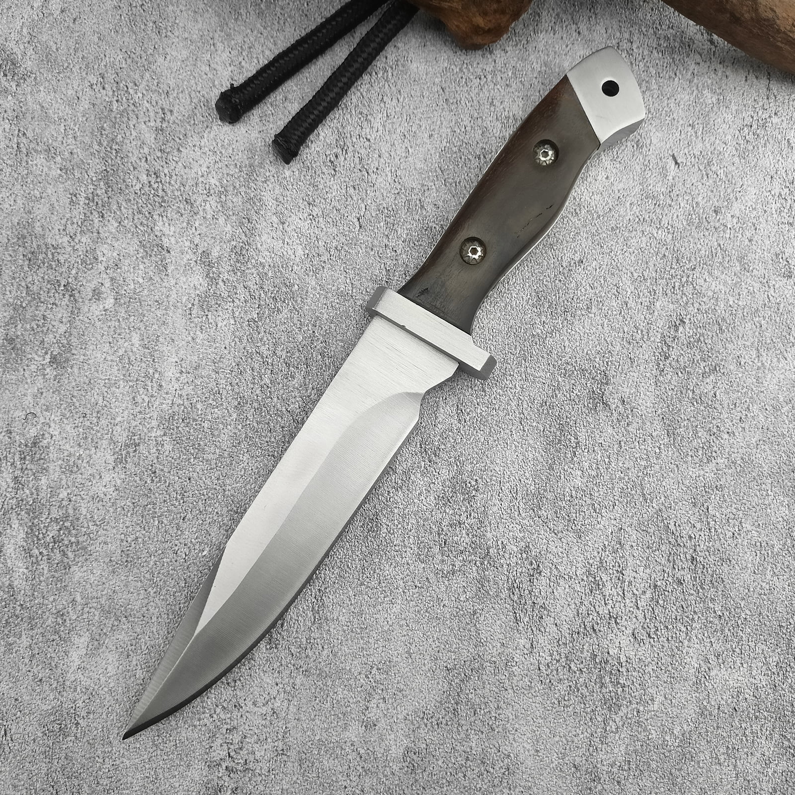10 inch Bowie Knife with Leather Sheath, Full Tang Fixed Blade for Camping, Hiking, Outdoor Activities and Wilderness Survival