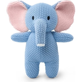 10 Inch Breathable Cotton Knit Elephant Crochet Stuffed Toy, Newborn Friendly Plush Animal, Christmas & Birthday Comfort Gift for Young Kids