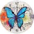 thumbnail image 1 of 10 Inch Butterfly Musical Note Clock Silent Round Wall Clock Non Ticking Battery Device Clocks Creative Decoration Wall Clock for Living Room Bedroom Office Kitchen, 1 of 6