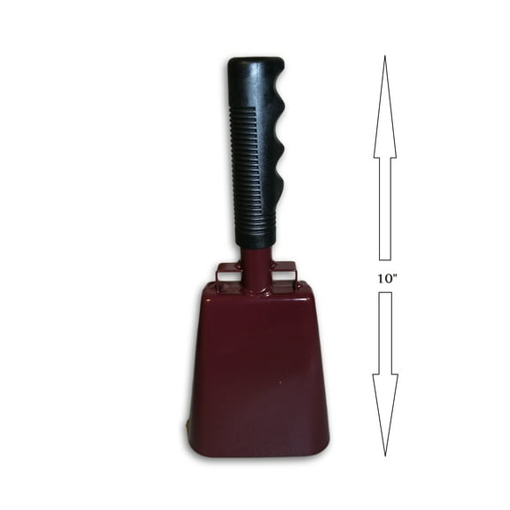 10 Inch COWBELL With Handle Maroon with Black Handle