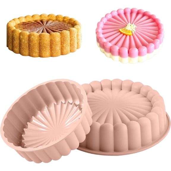 10 Inch Cake With 8 Inch Pan Set (2 Pack) - Nonstick Baking Mold for Pound Cake, Jello, Bread & Brownies, Dishwasher Safe