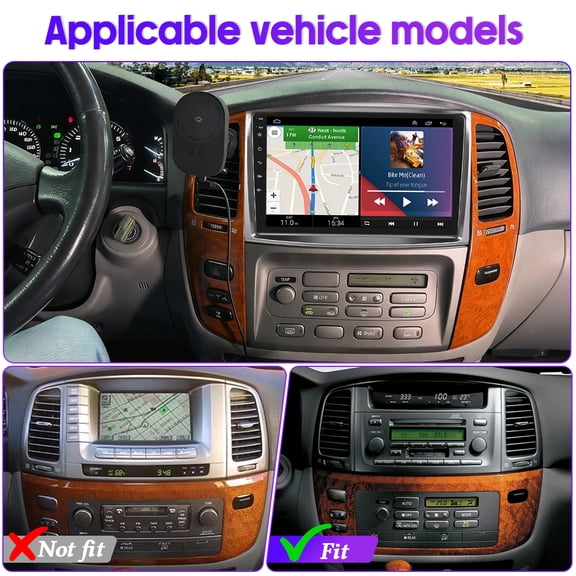 10 Inch Car Radio Stereo for Lexus LX470 2002-2007 2+64G Support Carplay and Android Auto Android 14 GPS Navigation SWC FM/RDS Car Player WiFi Bluetooth Mirror Link Split Screen