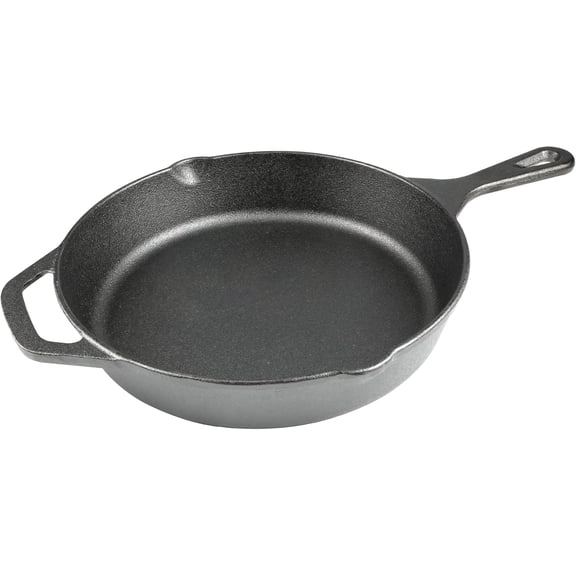 10 Inch Cast Iron Skillet, Pre-Seasoned Frying Pan for Oven, Stovetop, Grill & Campfire, Durable, , Even-Heating Cookware, Black