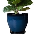 thumbnail image 1 of EPFamily 10 inch Indoor Floor Planter with Saucer & Drainage Hole, Large Blue Ceramic Pot for Plants, Patio & Home Decor, 1 of 7