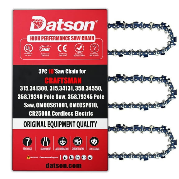 10 Inch Chainsaw Chain 3/8" LP Pitch .043" Gauge 40 Drive Links, Fits CRAFTSMAN: 315.341300,315.34131,358.34550,358.79240 Pole Saw,358.79245 Pole Saw,CMCCS610D1,CMECSP610,CR2500A Cordless Electric