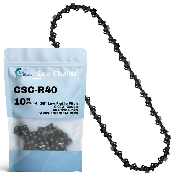 10-Inch Chainsaw Chain R40 Replacement for Worx WG322 - (10", 3/8", .043", 40 Drive Links)