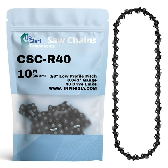 10-Inch Chainsaw Chain R40 Replacement for Ryobi RY52003 - (10", 3/8", .043", 40 Drive Links)