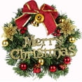 thumbnail image 1 of 10 Inch Christmas Wreath with Bow ,Bell and Decorations, Wreaths with Merry Christmas Sign for Front Door Porch Wall Window Outside Ornament, Christmas Garland for Indoor Outdoor, 1 of 7