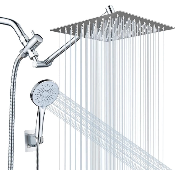 10-Inch Chrome High Rainfall Handheld Shower Head Combo with Adjustable Extension Arm