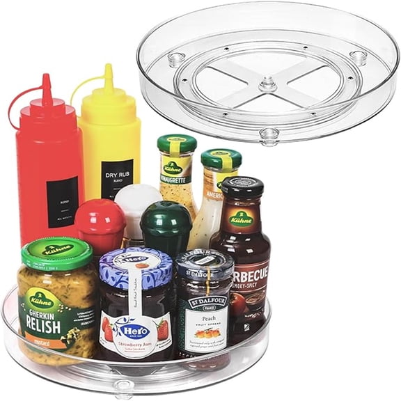 10 Inch Clear Acrylic Lazy Susan, Non-Skid Turntable Organizer for Cabinet, Kitchen, Pantry Organization Storage, Refrigerator, Vanity Makeup, Bathroom Countertop Organizing, Rotating Spice Rack