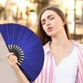 thumbnail image 1 of 10 Inch Colorful Stripe Kung F U Fan, DELESYS Folding Fans Rave Hand Fans Festival Fans for Women Men, Hand Held Folding Fan for Music Festival, Performance, Gifts, Party, Decoration, 1 of 5