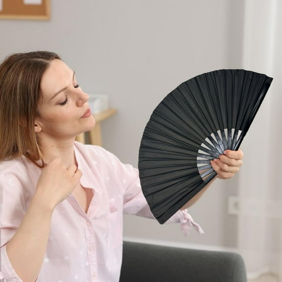 10 Inch Colorful Stripe Kung F U Fan, DELESYS Folding Fans Rave Hand Fans Festival Fans for Women Men, Hand Held Folding Fan for Music Festival, Performance, Gifts, Party, Decoration