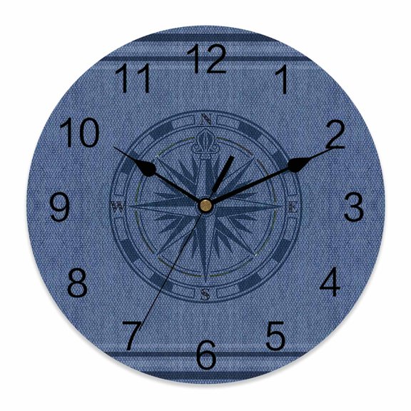 10 Inch Compass Navigation Wall Clock, Guide Letter Printing Battery Operated Silent Non Ticking Clocks, Easy to Read Round Wall Clock for Kitchen/Living Room/Bedroom/Bathroom