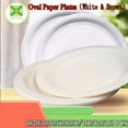 thumbnail image 1 of 10 Inch, Compostable Disposable Plates, Oval Shape - Sugarcane Bagasse Paper Plates, Biodegradable Plates, 1 of 8