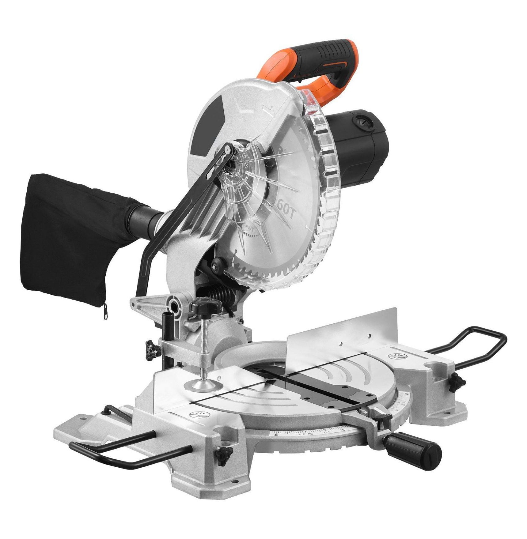 10-Inch Compound Miter Saw, 15 Amp Single Bevel Miter Saw with 60T Blade, LED Guide, 0-45° Bevel Cut, Corded Electric Miter Saw for Woodworking