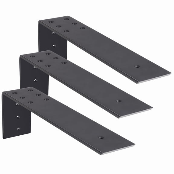 10 Inch Countertop Support Bracket, 3 Pack Solid Iron Heavy Duty Hidden Flat Floating Shelf Brackets, Top Mount Knee Wall Support Mantel Bracket Hardware for Wood Granite Quartz Countertop