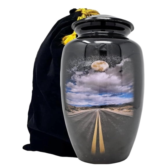 10-Inch Cremation Urn with Scenic Road Path Design Large Memorial Urn 200 lb Capacity, for Human Ashes, Personal Tribute Keepsake