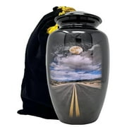 10-Inch Cremation Urn with Scenic Road Path Design   Large Memorial Urn 200 lb Capacity, for Human Ashes, Personal Tribute Keepsake