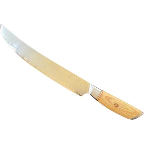 10-Inch Carving Knife, 3-Layer 10Cr15CoMoV Damascus Steel Blade, Razor Sharp Slicing Knife for Meat, Turkey & Brisket, Pakka Wood Handle, Gift Box