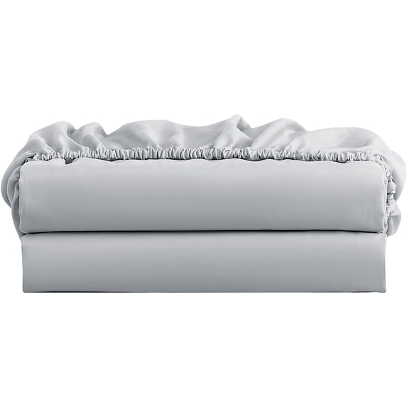 10" Inch Deep Pocket King Size Fitted Sheet Only - 400 Thread Count - Premium 100% Egyptian Cotton Mattress Cover Sheets & Protectors - Light Grey Solid.