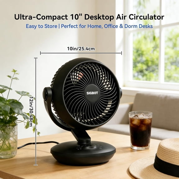 10 Inch Desk Fan with Remote, Ultra Quiet Table Fan for Bedroom, 3 Modes 8 Speeds Oscillating Circulator with 9H Timer Touch Control for Home Office Dorm