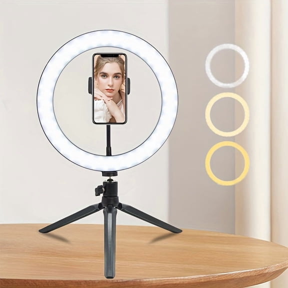 10 Inch Desktop LED Ring Light, Adjustable Fill Light for Selfies, Live Streaming and Mobile Photography