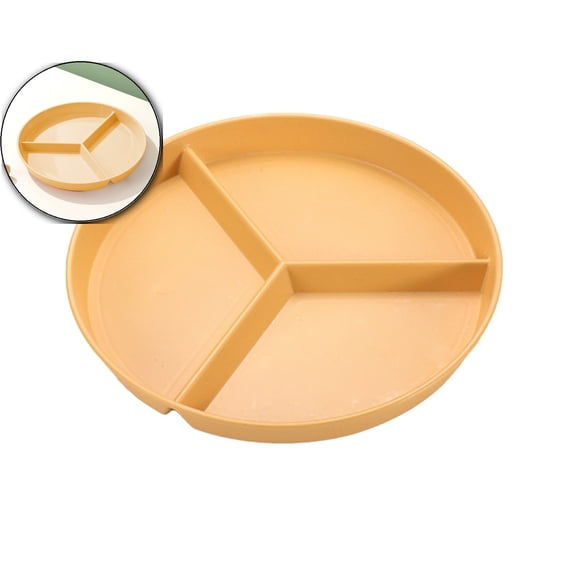 10 Inch Diameter Plastic Three Grids Circular Dining Plates Thickened Heat-resistants Household Breakfast Fruit Plates