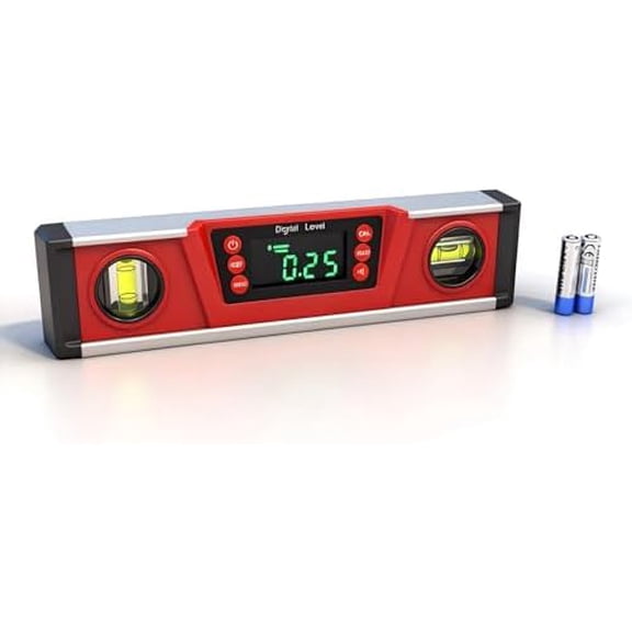 10-Inch Digital Torpedo Level and Protractor | Neodymium Magnets | Bright LED Display | V-GROOVE MAGNETIC BASE | IP54 Dust/Water Resistant smart level with Carrying Bag Red$$Tools